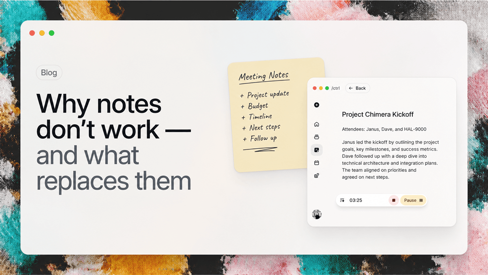 A ctrl product preview showing organized work context.