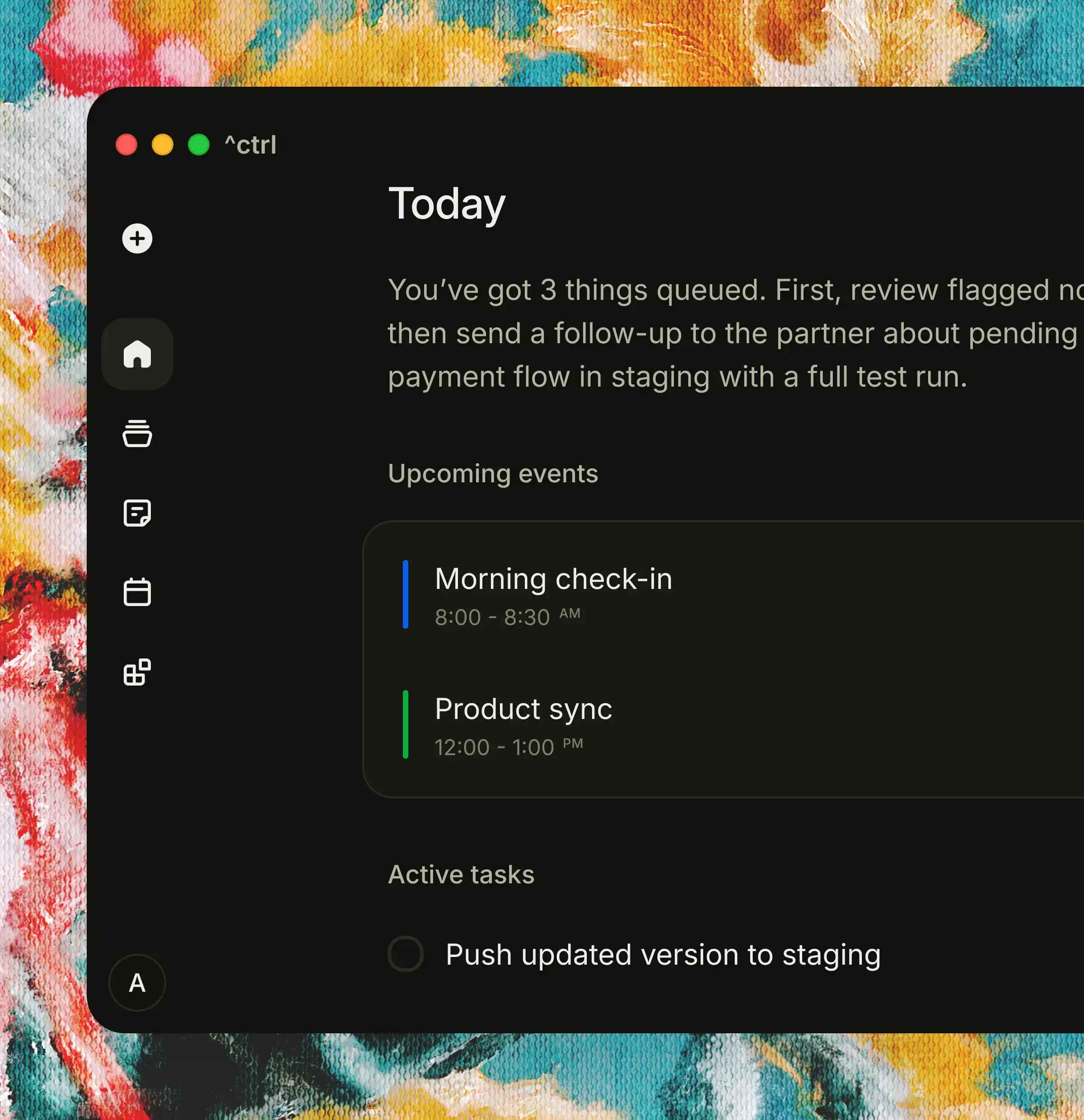 Ctrl desktop theme preview showing customizable visual themes.